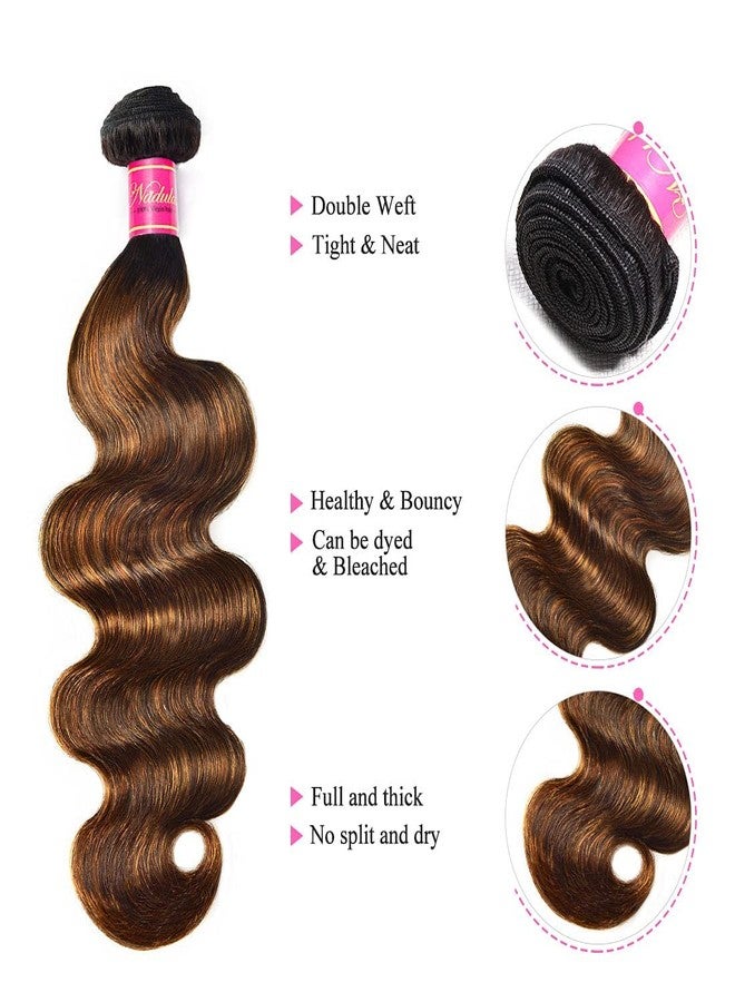 Nadula 12A Highlight Brown Ombre Body Wave Human Hair Weave 1 Bundle 20inch,Balayage Colored Brazilian 100% Remy Human Hair Wavy Bundles Extensions Blonde #FB30 Color - Image 5